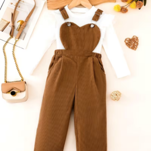 2pcs Girls' Fashionable Casual Outfit Set