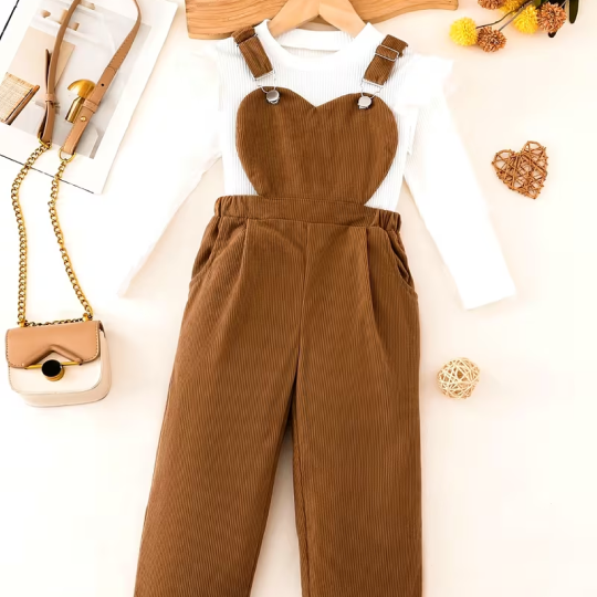 2pcs Girls' Fashionable Casual Outfit Set