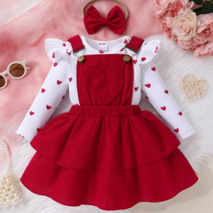 Double Skirt Overalls with Bow Headband